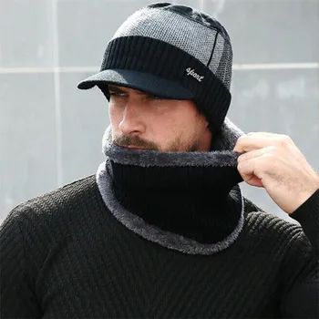 

Winter Beanie Hat Scarf Set Fleece Warm Balaclava Snow Ski Cap Unisex Men Women