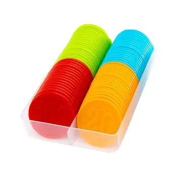 

80Pcs Plastic Round Chips Counting Pieces Colored Gaming Slices Number Printed Chips for Home Shop Bar
