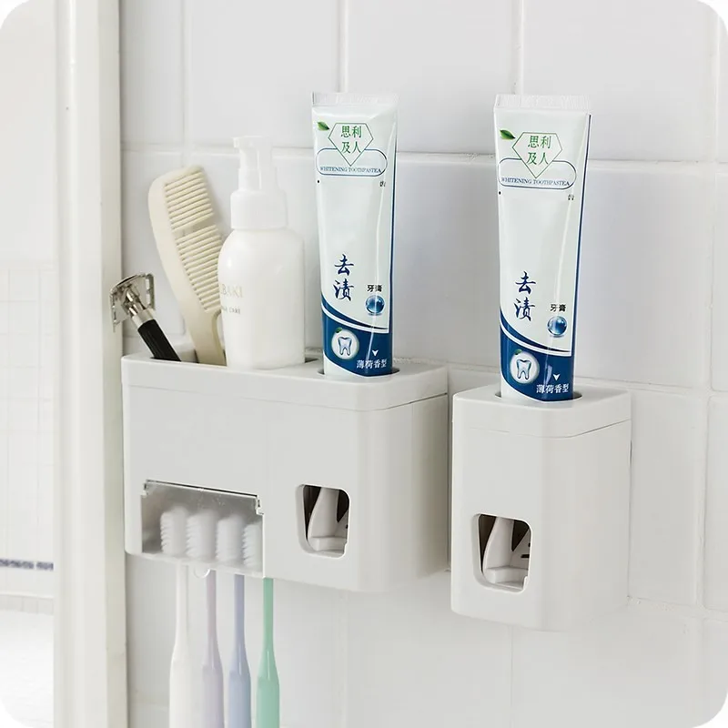 Креативный автоматический комплект для зубной пасты качество Ванная комната Зубная паста Диспенсер держатель для зубных щеток чашка настенное крепление чистящие наборы