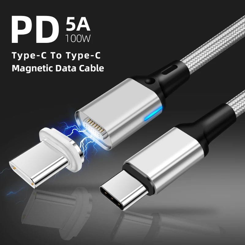 

5A type c to type c Magnetic data cables fast charging for new macbook PD 100w high power fast charge cables charger usb core