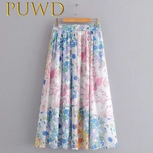 PUWD летняя новая женская юбка средней длины с высокой талией, модная юбка с оборками