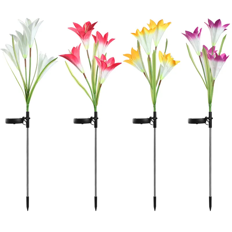 

Cross Border for Solar Lily Festive Lantern Color Changing LED Solar Festive Lantern Imitation Flowers Courtyard Decoration Lawn