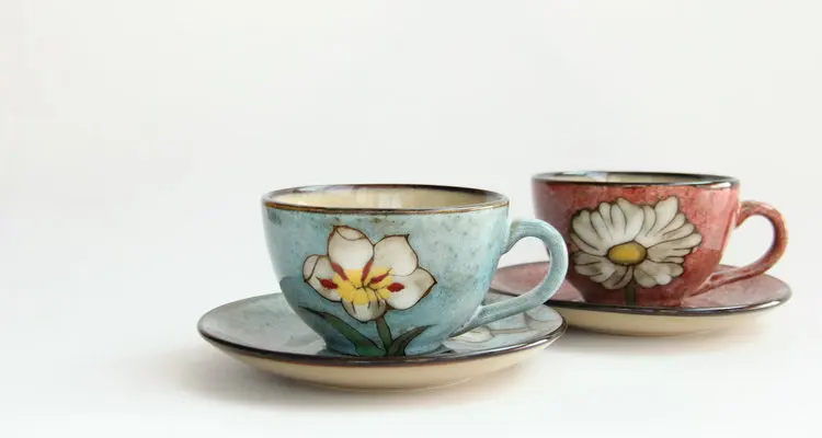 Ceramic Coffee Cup Japan And South Korea European-style Retro Personality Hand-painted Cup Saucer Couple English Afternoon Tea