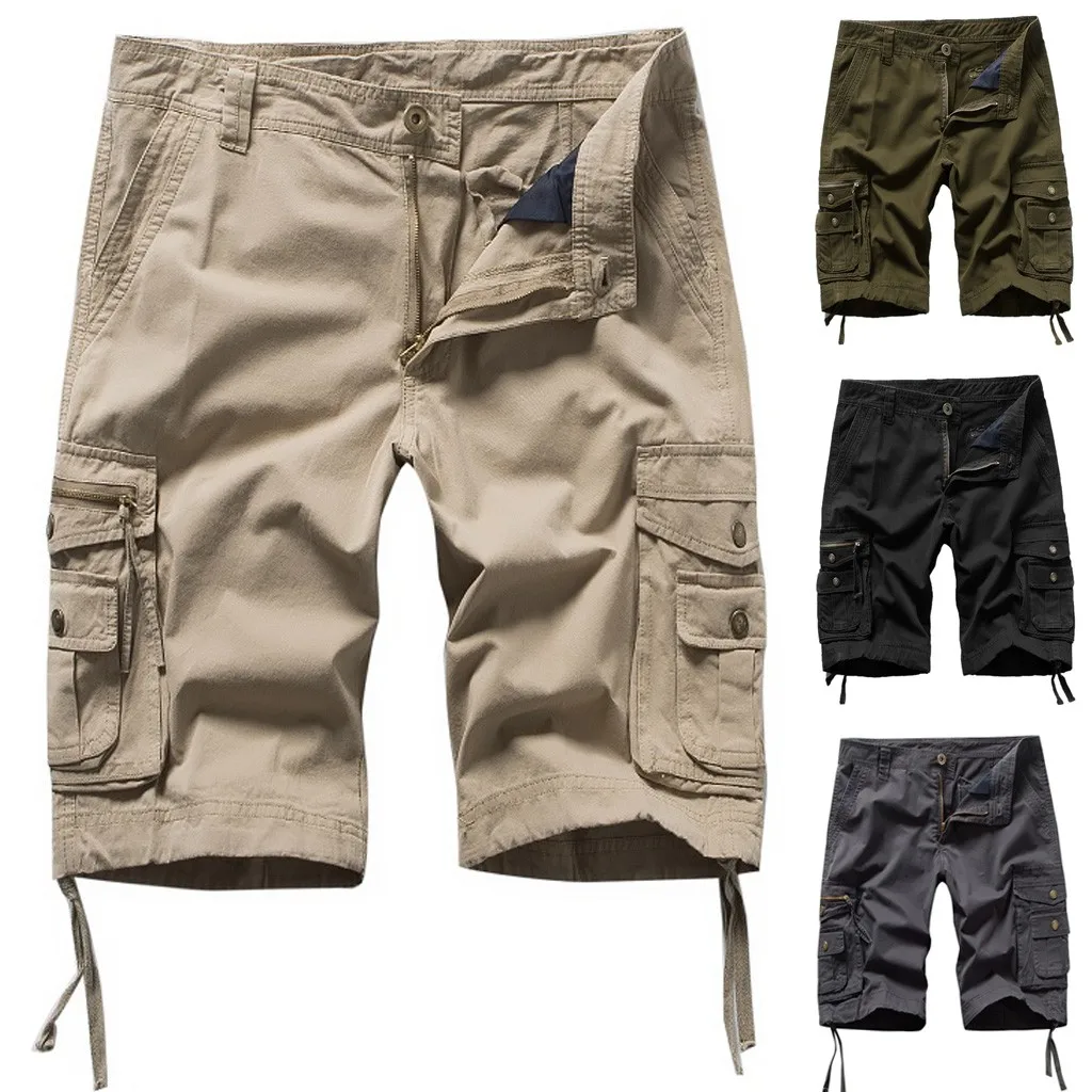 Карманные повседневные мужские шорты мужские s брюки повседневные на молнии короткие мужские дышащие брюки длиной до колен летние пляжные шорты свободные рабочие брюки