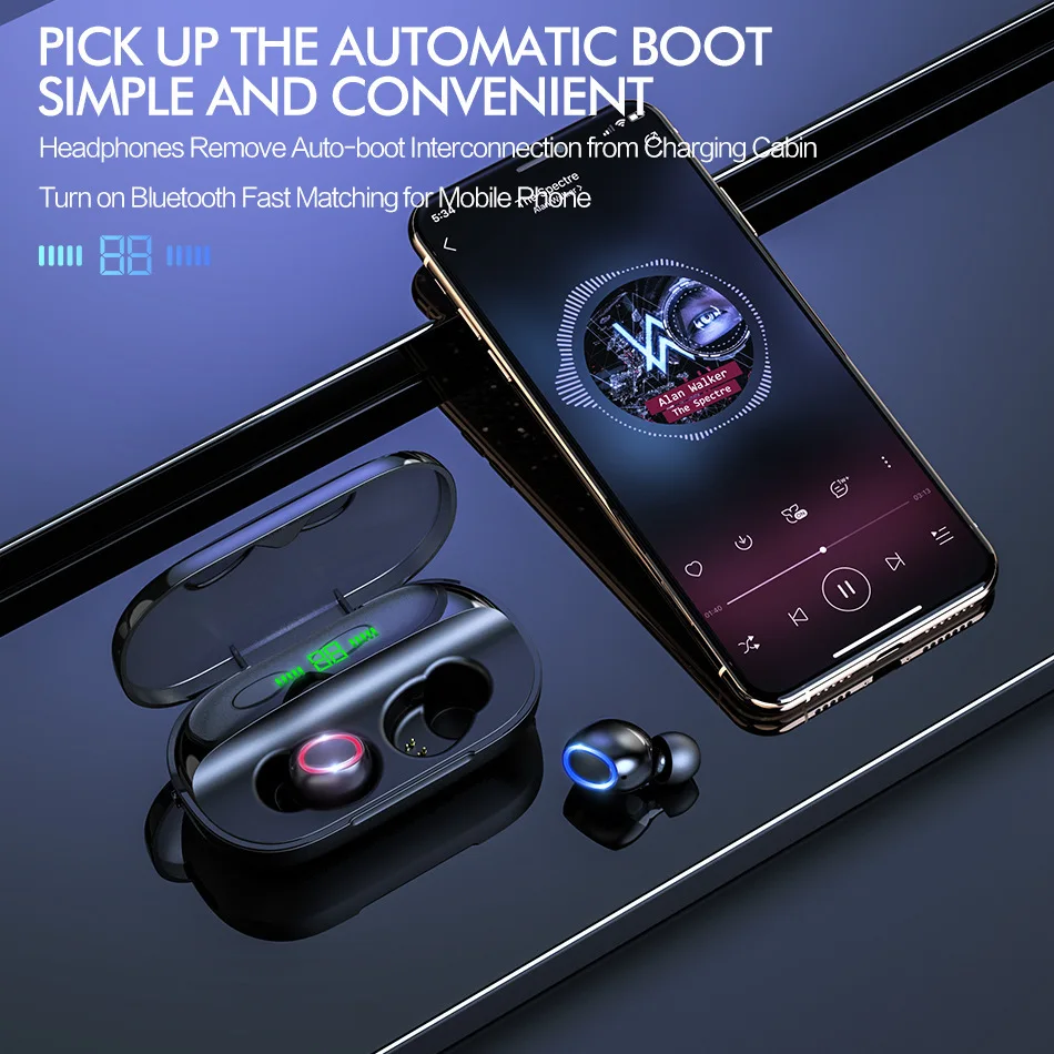 

TWS with Microphone LED Display Panels of Bluetooth Headset Wireless Earphone Blueooth Earplug Waterproof Noise Reduction Headse