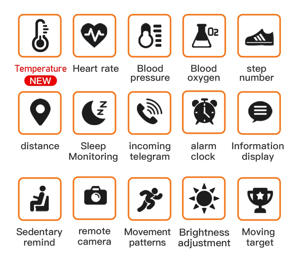 C6T Body Temperature Smart Bracelet Watch Waterproof Heart Rate Monitor Smartband Wristband Fitness Health Tracker Smartwatch