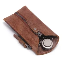 Мужской чехол для ключей из натуральной кожи, кошелек, винтажный брелок для ключей, чехлы, сумка на молнии, ключница, органайзер для ключей с держателем для автомобильных ключей