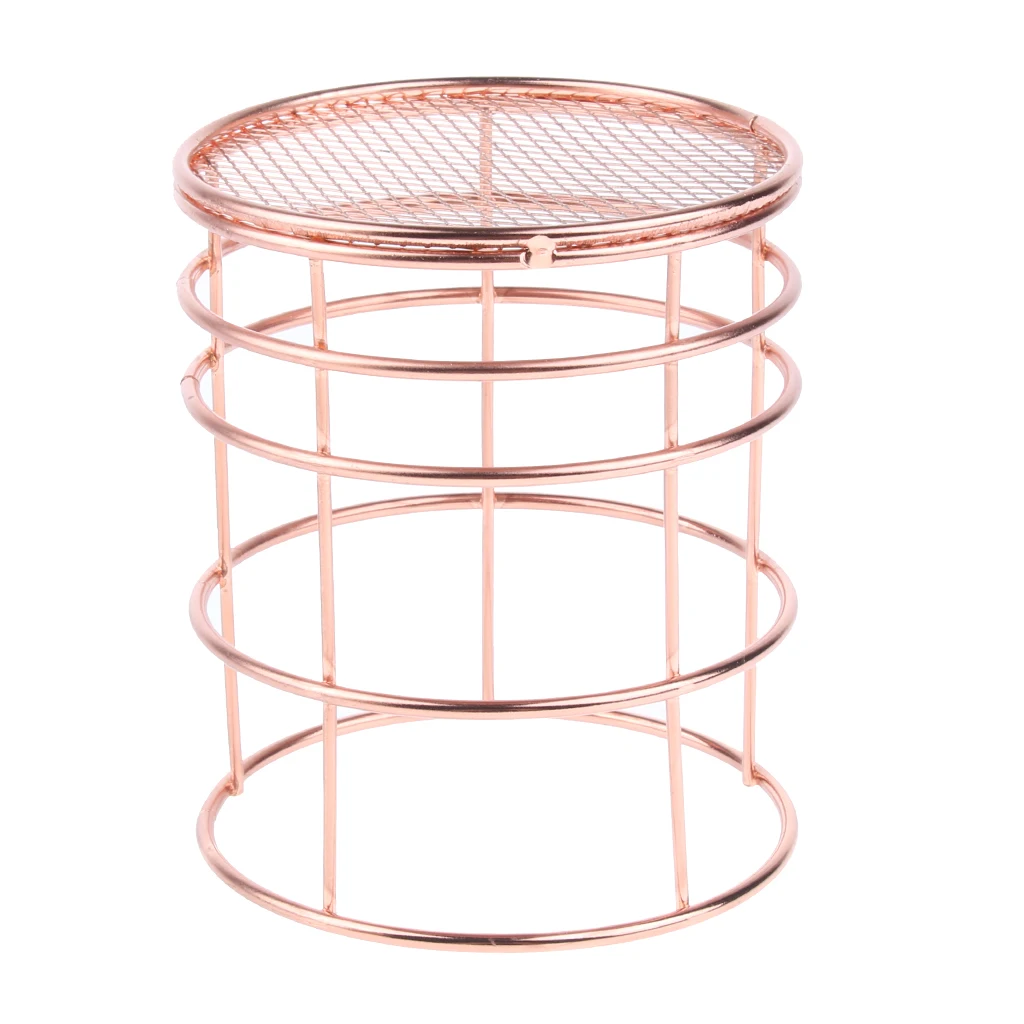 Elegant Rose Gold Wire Mesh Pen Pot Pencil Holder / Metal Makeup Brush Holder / Multifunctional