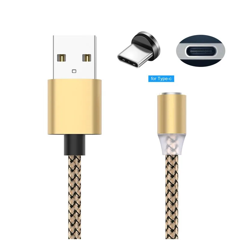 Usb-кабель для быстрой магнитной Зарядки для iPhone huawei Xiao mi Red mi K20 7A 6 6A 5 Plus 4A 4X Note 5A 4 5 7 Pro mi 9 SE A3 8 Lite CC9 - Цвет: Type-C Plug Gold