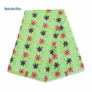 

Africa Wax Prints Polyester Fabric 2019 Light Green Ankara Fabric Flower 6 yards African Fabric for Wedding Dress FP6003