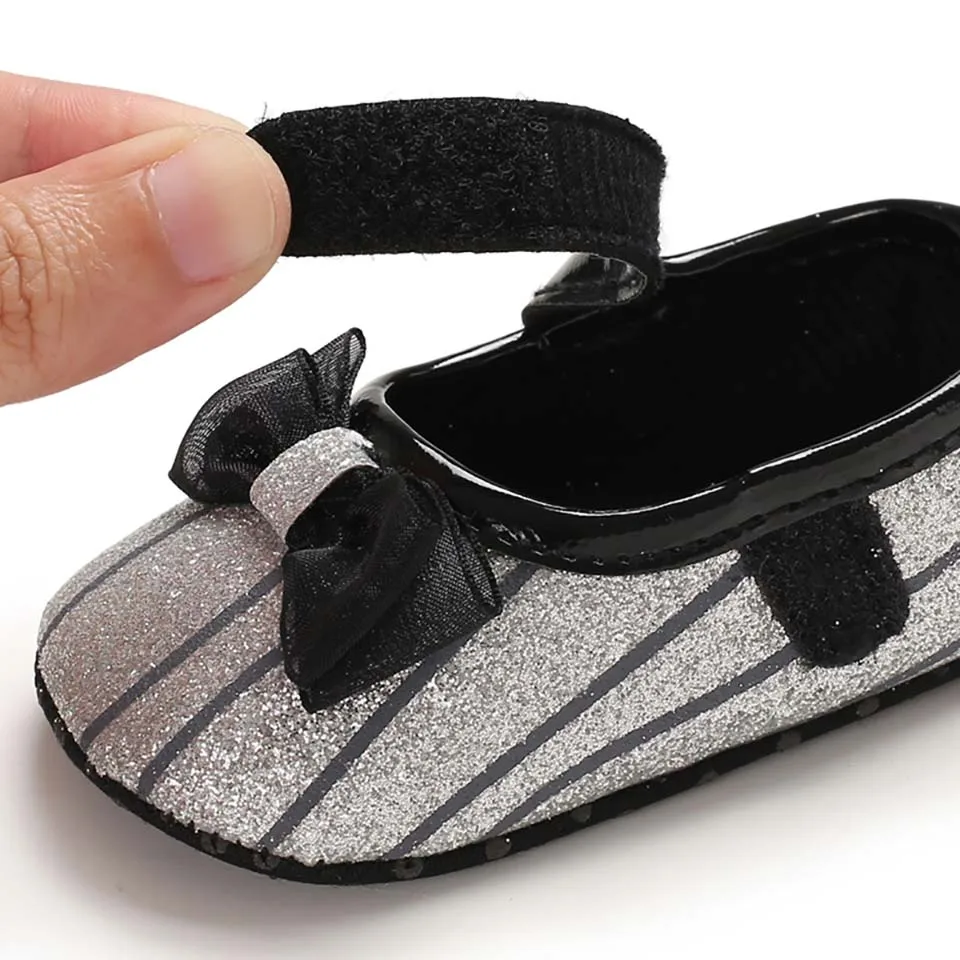 Bow knot Sequins Baby Girls Shoes Infant Newborn Princess Shoes Fashion Toddler First Walker Cute Flat Footwear Soft Sole Shoes
