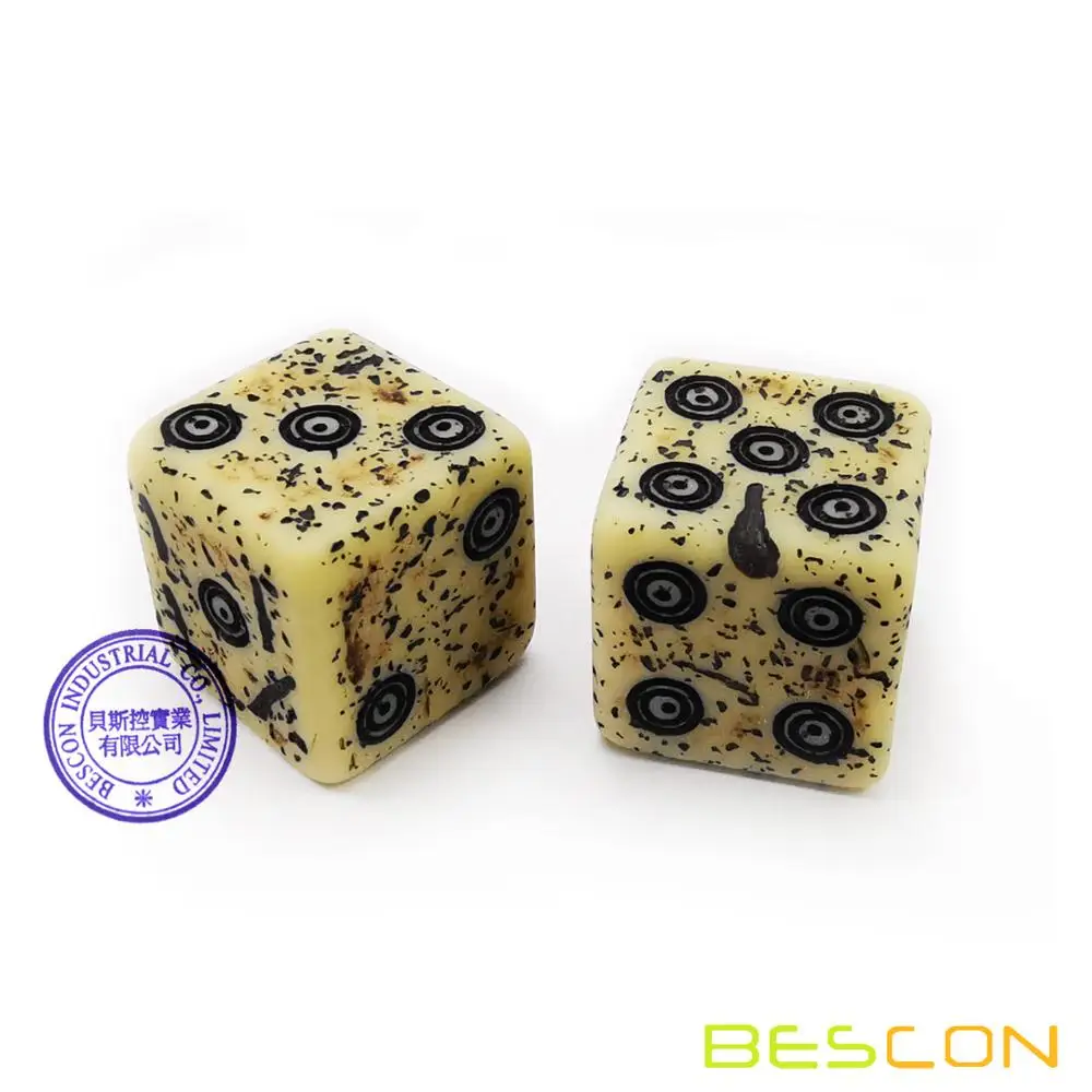 Bescon Old Looking Ancient Bone Dice D6 16mm 12pcs Set, 16mm Six Sided Die (12) Block of Stone Dice 3