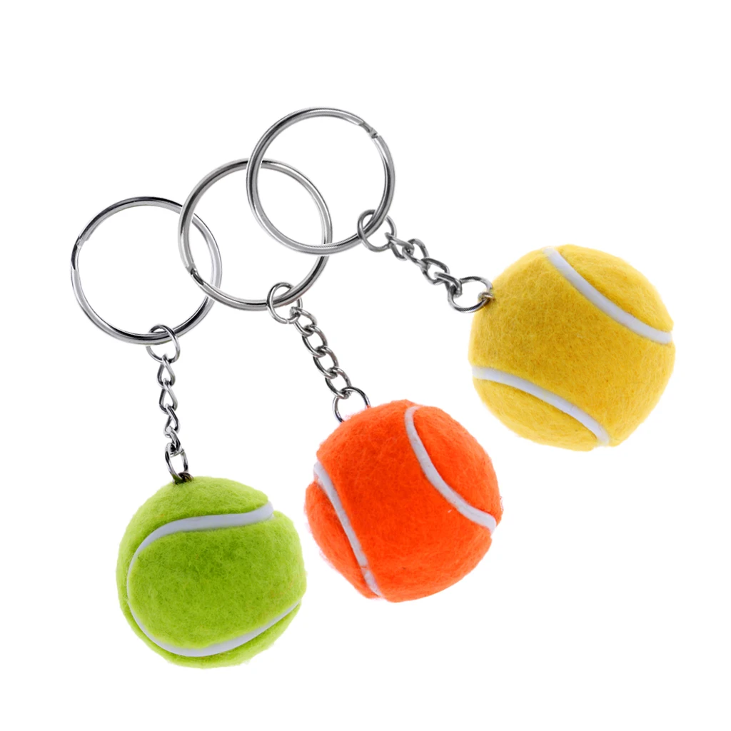 Novelty Mini Tennis Ball Key Chain Keychain Metal Key Ring Keyring for bag backpack Key Chains