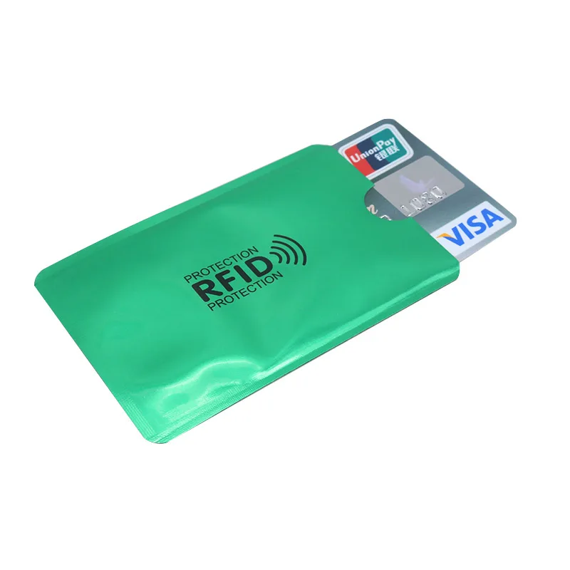 100 шт микс Анти RFID кошелек блокирующий ридер замок банк держатель для карт Id банковский Чехол для карт металлический держатель для кредитных NFC алюминиевый - Цвет: Water green 100pcs