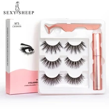 5 Magnetic Eyelashes natural False Eyelashes Magnet Lashes Magnetic Liquid Eyeliner& Magnetic False Eyelashes& Tweezer Set