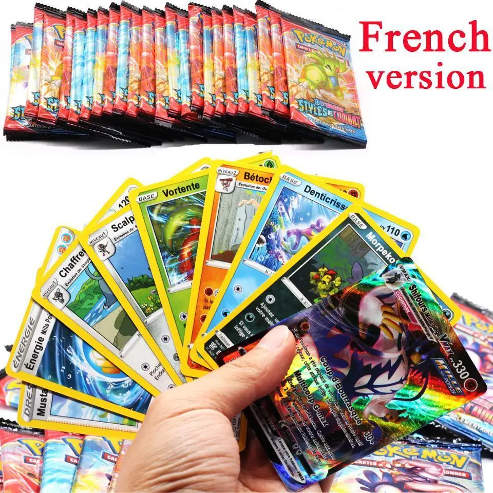9PCS French Pokemon Cards Sword And Shield Battle Styles Full Sealed Retail Box Evolving Skies Pokemones Card For Children Gifts