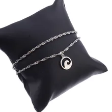 Западный стиль стиль волна двойной слой ножной браслет простота волны кулон Летний пляж ноги украшения