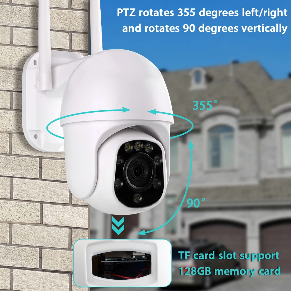 Камера видеонаблюдения с автоматическим отслеживанием 1080P Wi Fi PTZ IP AI двусторонняя