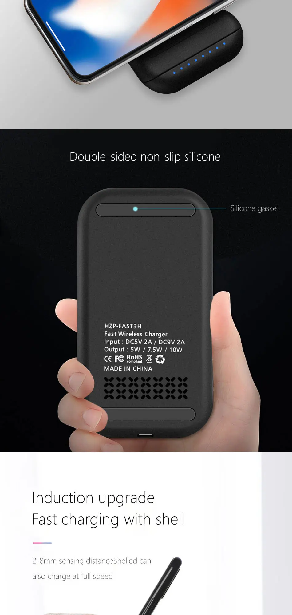 Складное Беспроводное зарядное устройство 10 Вт для iPhone samsung беспроводное индуктивное зарядное устройство Подставка для samsung S8 S9 S10 Note8 Note9