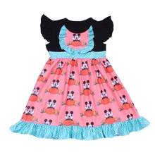 Платье с оборками и Тыквой и Микки для маленьких девочек; однотонная черная верхняя одежда; платья с принтом «Мышка»; милкшелковое платье