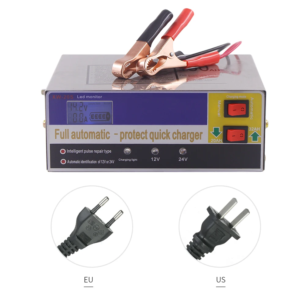 

12V/24V Intelligent Automatic LED Charger Pulse Repair Type Maintainer for Lead Acid Battery and Lithium Battery 140W AC220V