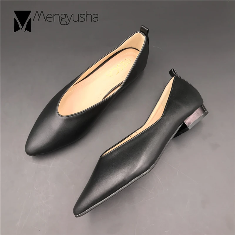 

white/black solid women single shoes 2019 new pointer toe shallow slip on soft leather shoes hot brief flats office lady loafers