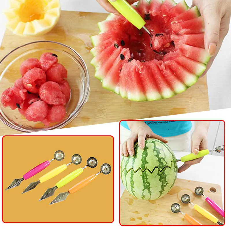 Креативный нож для резьбы по фруктам, совок, ложка, Шариковая ложка, сделай сам, ассорти, холодный инструмент