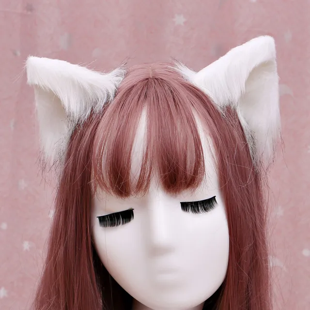 Ears Cosplay Gothic Lolita Cat Ears Cosplay  Chinese Headdress Anime Decor  Gothic Accessories Fox Ears Decor Kawaii Accessories white-A