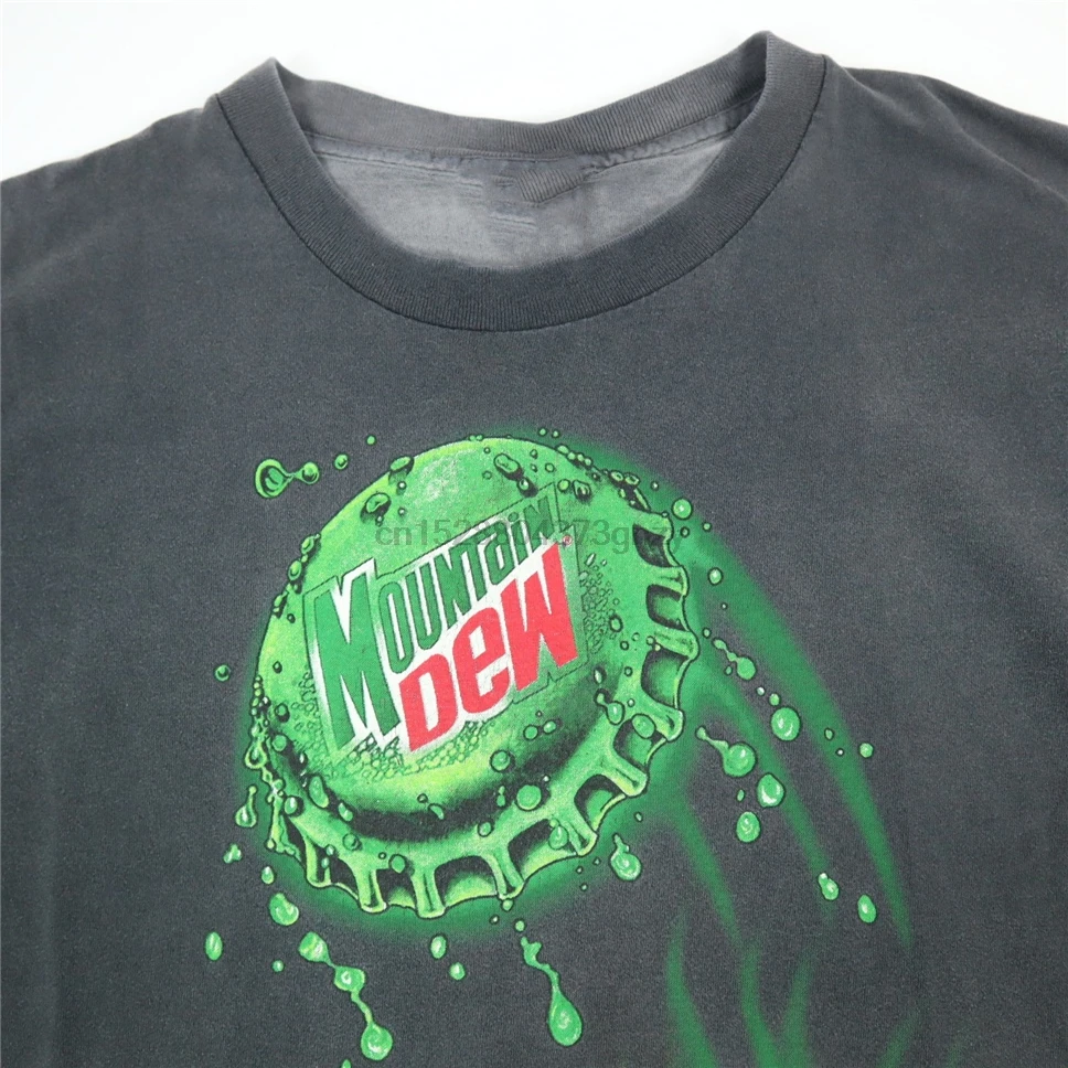 Vtg 90S Mountain Dew T Shirt Xl Nicely Faded Black Distressed Trashed