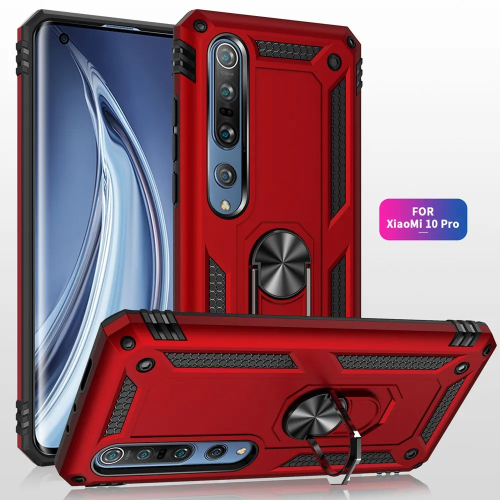 Роскошный бронированный магнитный металлический чехол с кольцом для Xiaomi Mi 10 9 9T