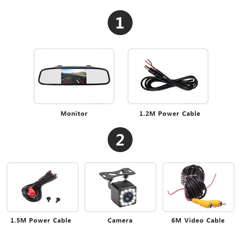 5,0 дюймов 800*480 HD ЖК-монитор зеркало заднего вида автомобиля авто парковка ночного видения Реверсивный СВЕТОДИОДНЫЙ камера заднего вида - Цвет: With 12 LED Camera