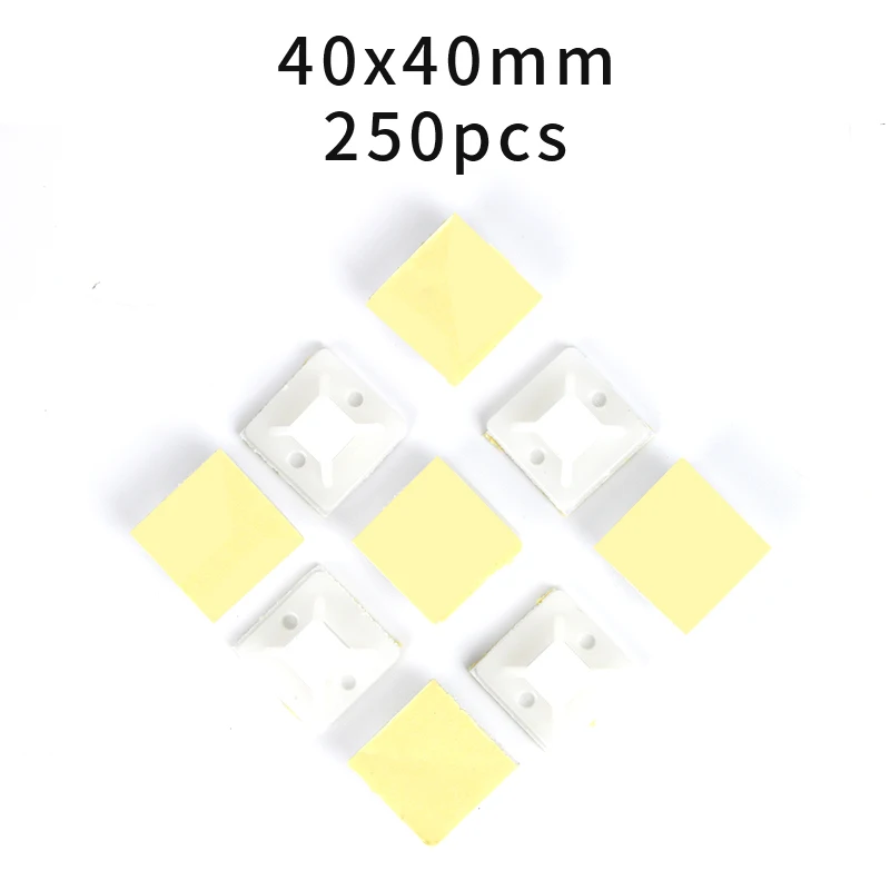 40x40 250pcs 1000pcs/pack 20*20 Adhesive Nylon Mounting Base Clamp 25*25 Three Colors Mount Wire Ties Zip,Mount Base 30*30 40*40 - Цвет: 40x40 250pcs