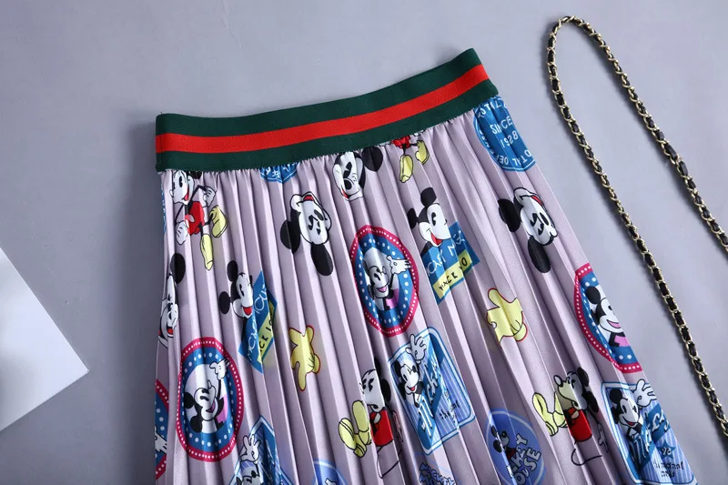 Disney women Mickey Mouse cartoon print pleated A-line skirt Japanese style high waist tight skirt summer fashion casual bottom slazenger skort