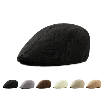

Beret Cap Women Men Polyester Simple British Style Built-in Elastic Sweatband Hat Adjustable Breathable Outdoor Unisex Head Wear