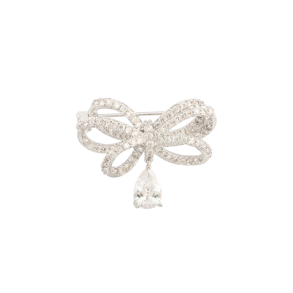 Bowknot High Quality Butterfly Brooch for Women Lovely Gift for Girl Party Small Fashion Shiny Zircon Brooch Popular Team Gift