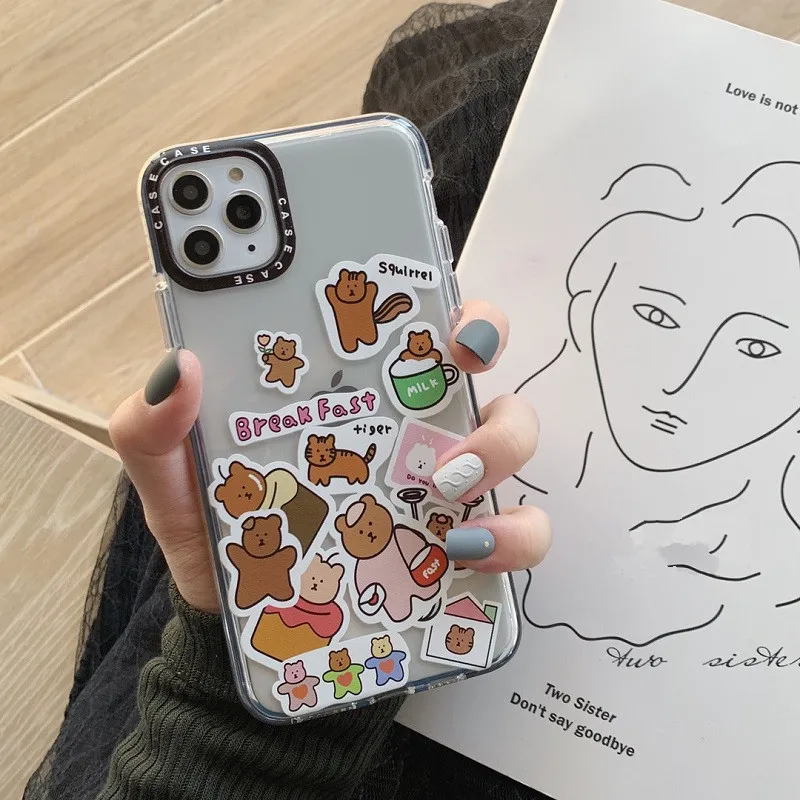 IUENUA милый чехол для телефона с милым медведем и животными iphone 11 Pro Max XR XS X 7 8 Plus