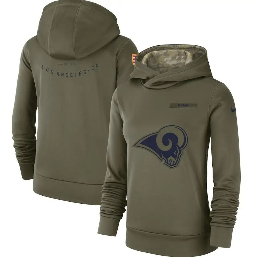 Лос-Анжелес Толстовка Rams Салют для обслуживания Sideline Therma представление пуловер Американский Футбол Толстовка оливковый