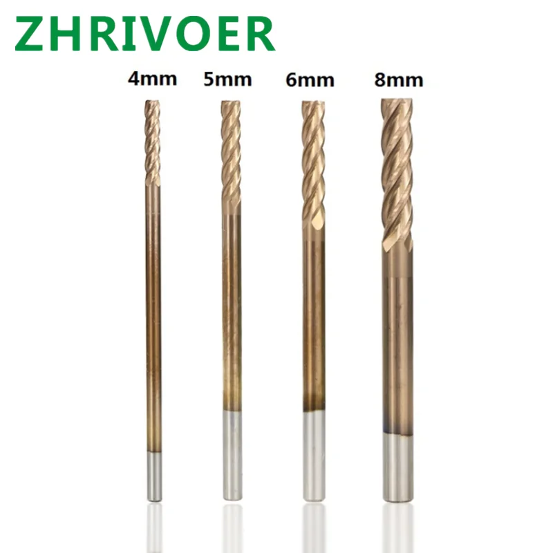 

Tungsten steel end milling cutter copper coated 4-edge carbide flat bottom milling cutter 4mm5mm6mm8mm