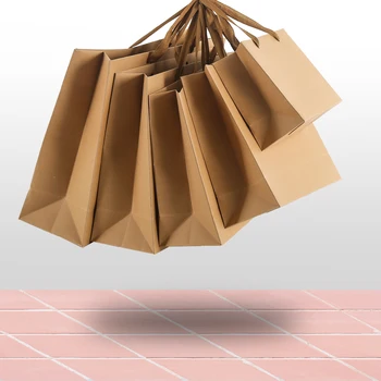 

40Pcs Kraft Paper Gift Bag Packaging with Handle Wedding Favors for Guests Baby Shower Party Decoration Supplies Shopping