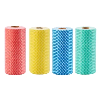 

Kitchen Disposable Cleaning Towels-Cloth-Like-Multi-Uses Non Woven Dish Cloths Washable Reusable (4 Rolls=200 Sheets)