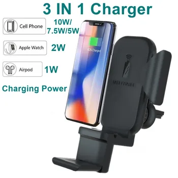 

3 in 1 10W Fast Wireless Charger For iPhone Samsung Huawei Xiaomi Nokia for Apple Watch 1 2 3 4 5 For AirPods Car Phone Holder