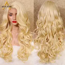 Aiva волосы высокая температура L часть блонд синтетический парик фронта шнурка Glueless длинные волнистые косплей парик дешевые парики для черных женщин