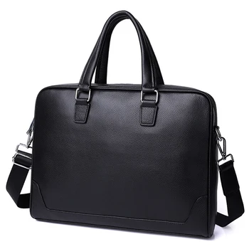 

New Genuine Leather Briefcase Office Bags Fashion Large Capacity Business bag Black Male Shoulder Laptop Bag Messenger Bag