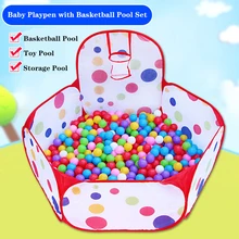 Parc à bébé pliable imprimé, avec piscine de basket ball, clôture de sécurité pour enfants, combinaison de protection pour l'intérieur