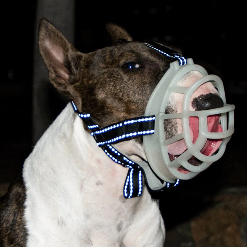 Fluorescence Dog Muzzle Mask Anti-biting Silicone pet Mouth Muzzles Reflective Adjustable mouth cover for Small Large big Dogs
