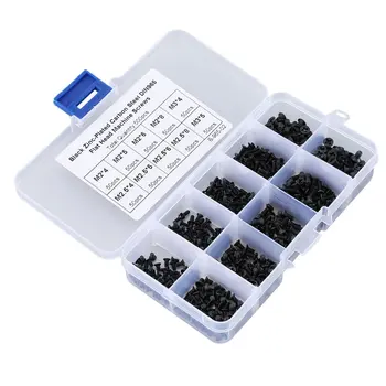 

500pcs M2 M2.5 M3 Black Zinc-platec Carbon Steel DIN965 Flat Head Machine Screws Combination Set B-965-01