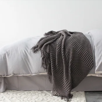 

Spring and summer air-conditioning knitted blanket siesta blanket, bubble blanket, Nordic style, solid color blanket
