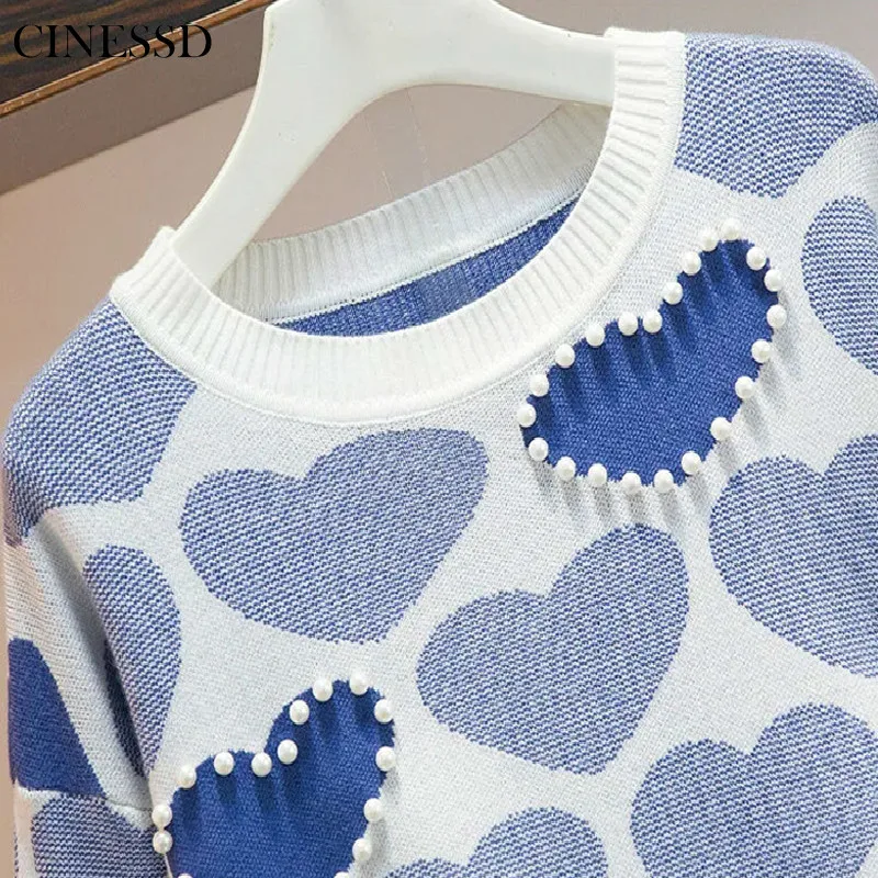 

CINESSD 2020 popular all-match printed knitted ladies long-sleeved sweater