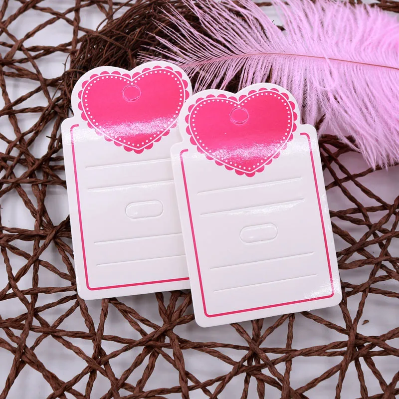 100 шт 5*8 см клип-карта для волос розовое сердце белая бумага для демонстрации ювелирных изделий Аксессуары для волос шпилька упаковочная