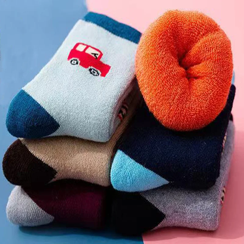 Kids Socks 5 Pairs/Lot Cotton Children Kids Socks for Girls Boys Winter Thicken Wear Solid Color Fashion Sports Casual